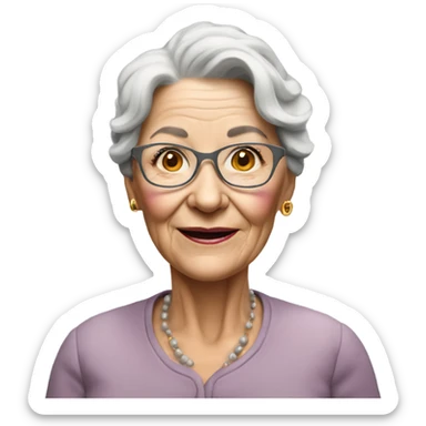 3d hyper realistic senior woman drawing  sticker