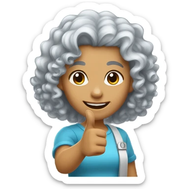 Silver curly hair white girl with thumb up sticker