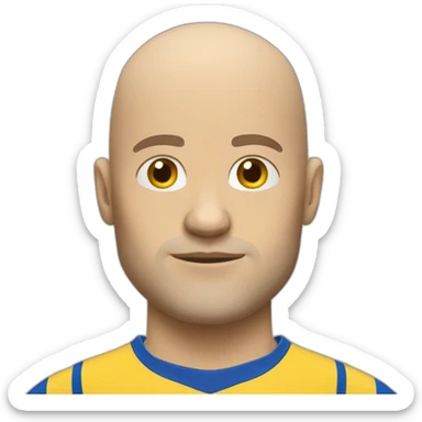 Rugby player With yellow and blue t-shirt without Hair and white skin sticker