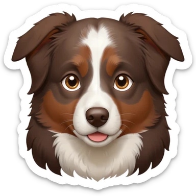 Dark Brown mini Australian shepherd with no light brown with white in middle of forehead and some white on nose with small brown spots sticker
