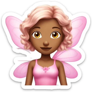 Beautiful pretty fairy girl with pink clothes flying with pink high detail fairy wings   sticker