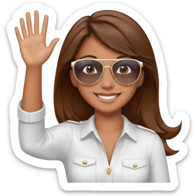 girl waving from the top of an airplane, simple, clear, no text sticker