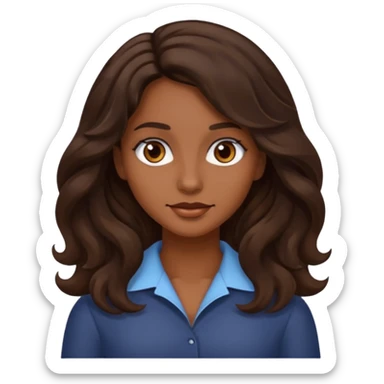 mujer trigueña oscura ,  pelo ondulado,  pelo largo  color marron oscuro, ojos marrones oscuros sticker