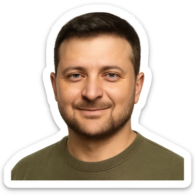 photorealistic emoji style portrait of Vladimir Zelensky with a confident expression sticker