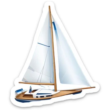 An icon featuring a sleek sailboat with billowing sails cutting through the waves. The design includes the boat's mast, a wind-filled sail, and water splashes, symbolizing the thrill and skill of sailing. Transparent background highlights the elegance and power of wind-driven sports. sticker