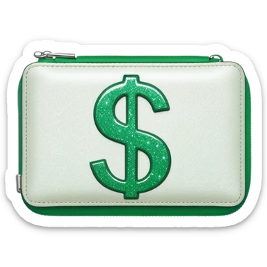 glitter white wallet green symbol $ sticker