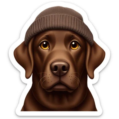 Chocolate Labrador wearing a beanie in the snow sticker