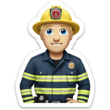white guy blonde hair blue eyed fireman sticker