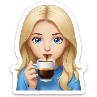 dirty blonde haired blue eyed girl sipping turkish coffee  sticker