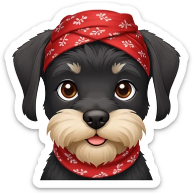 Black Mini schnauzer with red bandana sticker