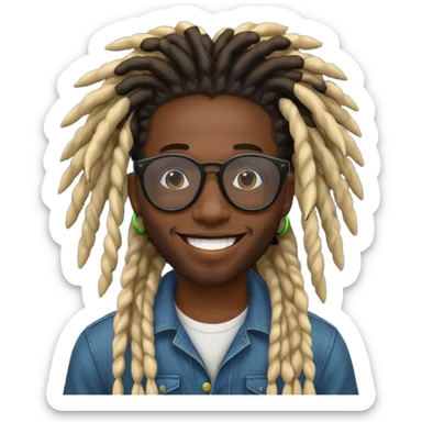 a black african guy with dreadlocks, wearing black shades and aura farming emoji sticker