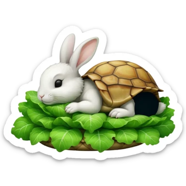  lapin qui dort et la tortu qui mange de la letu sticker