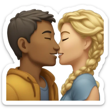 A woman and a man kiss each other sticker