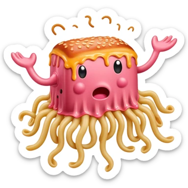 SPAM meat melted pink dripping sauce flying spaghetti monster sticker