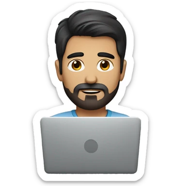 dark hair dark eyes man with short mustache working on a laptop sticker