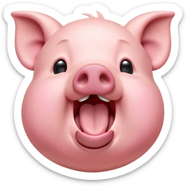 Cinematic Cute Yawning Pig Portrait Emoji, Head tilted slightly with a dramatic, wide-open yawn, showcasing a soft, smooth rosy-pink hide with droopy ears, round beady eyes barely open in drowsy contentment, Simplified yet irresistibly adorable features, highly detailed, glowing with a soft, cozy glow, high shine, relaxed yet expressive, stylized with a touch of whimsical charm, bright and endearing, soft glowing outline, capturing the essence of a sleepy yet affectionate pig, so drowsy it feels like it could stretch out of the screen and curl up for a nap! sticker