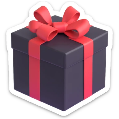black wrapped present, 3D, iPhone emoji style sticker