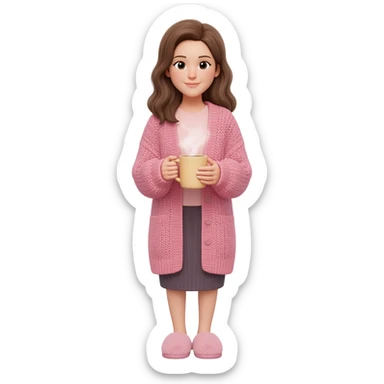 Emoji woman with pink cozy clothes sticker