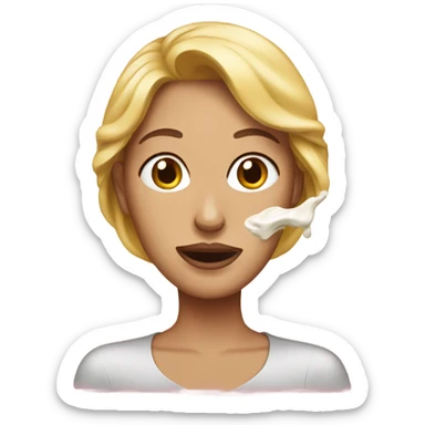 Woman with mayo spilled on her face  sticker