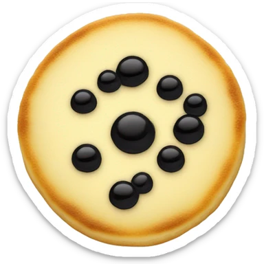 very small round pancake with craime fraiche and black caviar on top sticker