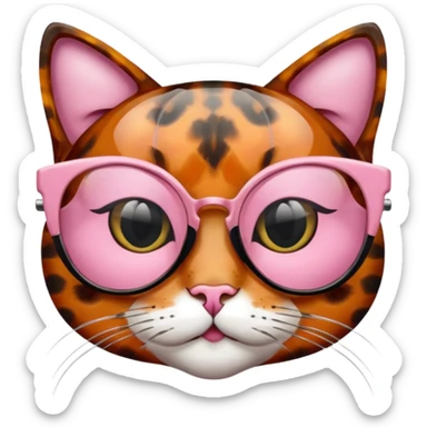 Rose pink glasses, cat type. sticker