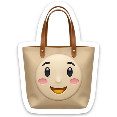 generate an ios genmoji of tote bag beige sticker