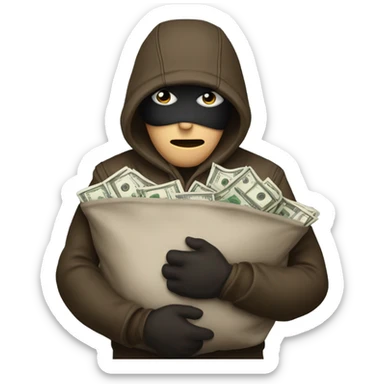 A robber holding a sack of Money sticker