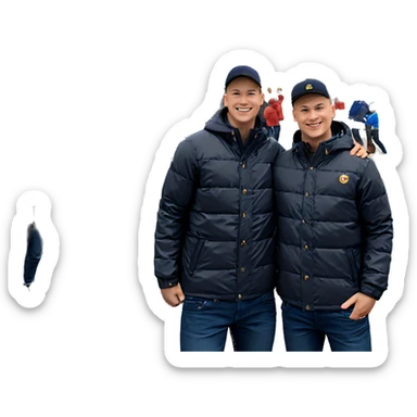 boys enjoying outdoors in jackets sticker