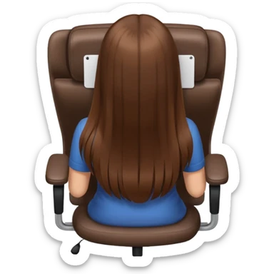 Woman sitting on an office chair from the Back of head with long hair sticker