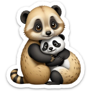 Meerkat hug a panda sticker