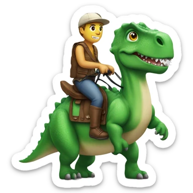 A Dino with a rider  sticker