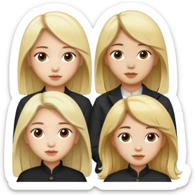 4 korean girls, hair colors: 1 blonde, 2 black, 1 brown sticker