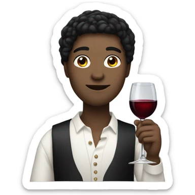 white with black hair drinking wine sticker