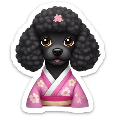 Black Poodle wearing hanbok sticker
