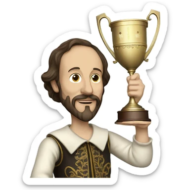 William Shakespeare holds the winner's cup in his hand sticker