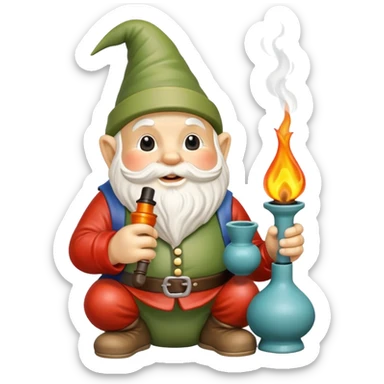 garden gnome holding a oil burner pipe sticker