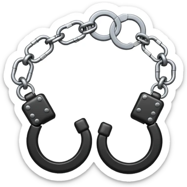 Black Leather handcuffs, connected by one chain link sticker