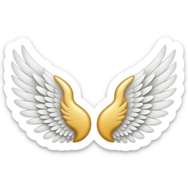 angel wings, soft white feathers, elegant, minimal background, modern emoji style sticker