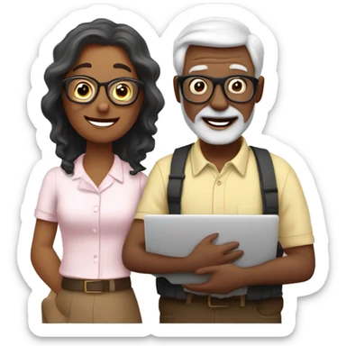 white and nerd Grandparents in Day St Valentines with laptops sticker
