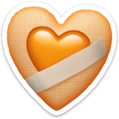light orange heart with bandages sticker