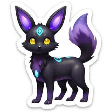 Shiny Exotic Colorful Excessive Mysterious Umbreon-Poochyena-Pokémon-Fakémon-hybrid-creature (full body) sticker