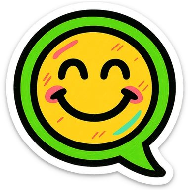 comment emoji with green chat bubble, smiling face, modern look sticker