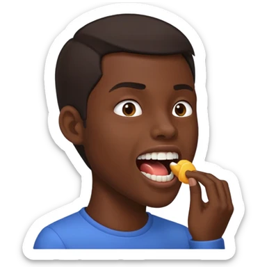 Tête de profil, et qui fait chute en montrant sa bouche sticker