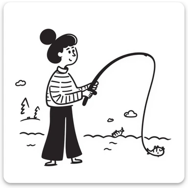 a fishing scene sticker