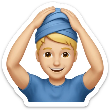 Swiping sweat off head in relief sticker