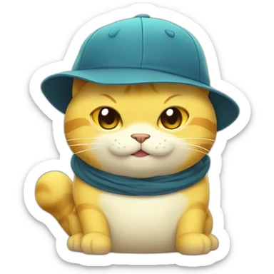 Yellow cat with cap of snorlax sticker