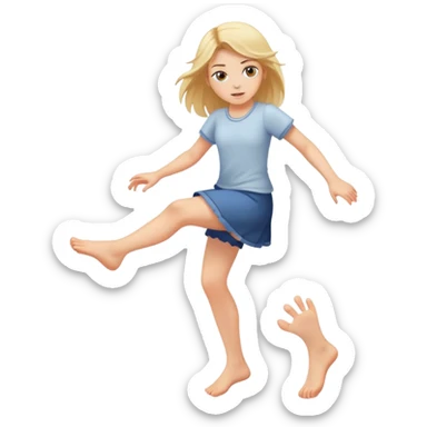 girl with feet kicking up sticker