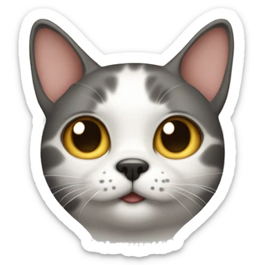 a cat with half part dog sticker