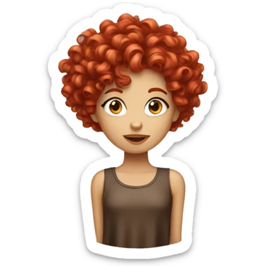 Red head girl curly hair  with curtains bangs  sticker