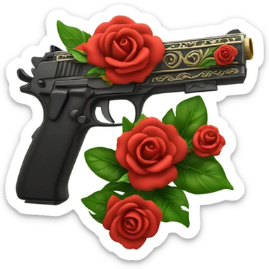 Red rose pistol  sticker